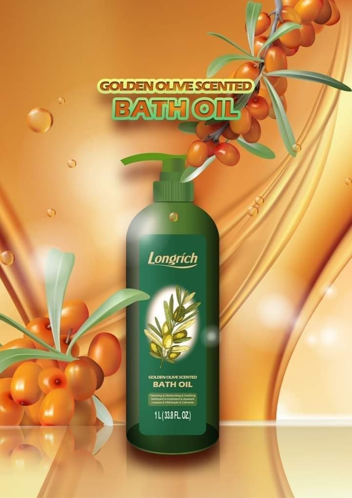 Huile de Bain À l’Olive Dorée Longrich 1L – Soin Naturel Peau Sèche