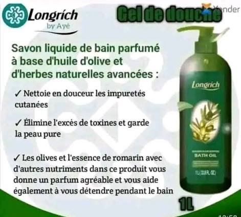 Huile de Bain À l’Olive Dorée Longrich 1L – Soin Naturel Peau Sèche
