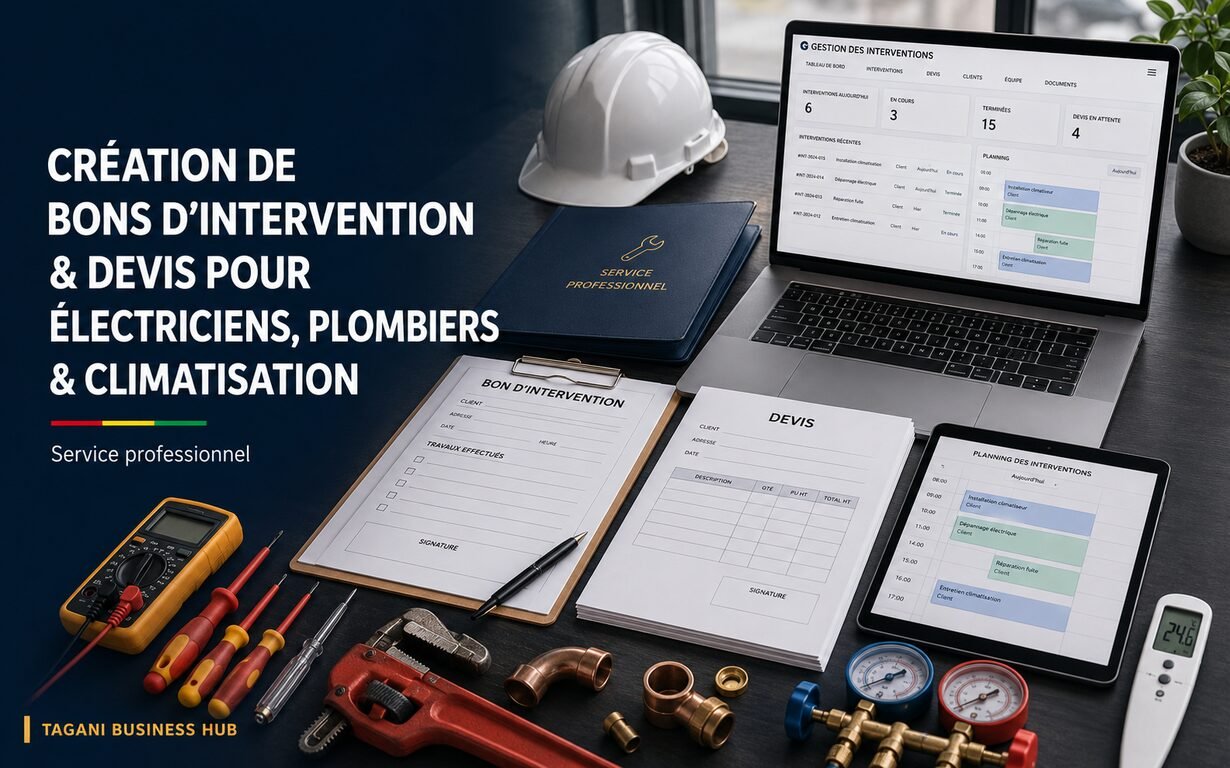 Création de bons d’intervention et devis pour électriciens, plombiers et climatisation