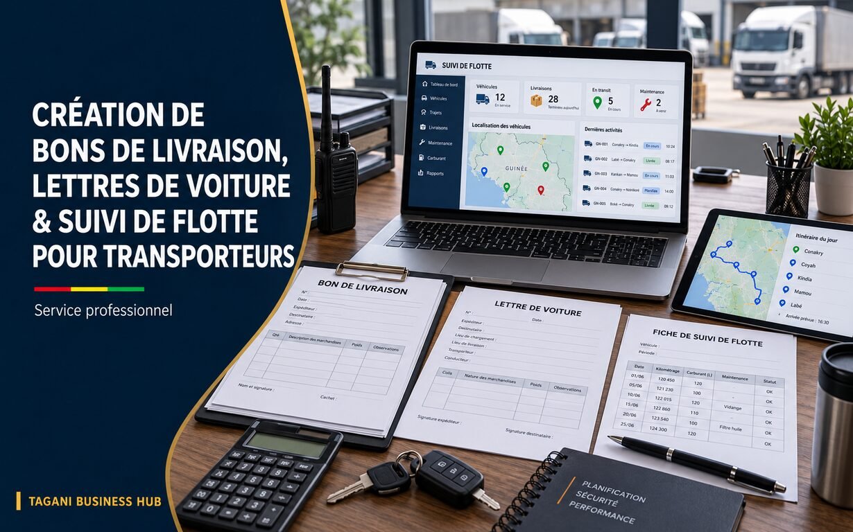 Création de bons de livraison, lettres de voiture et suivi de flotte pour transporteurs