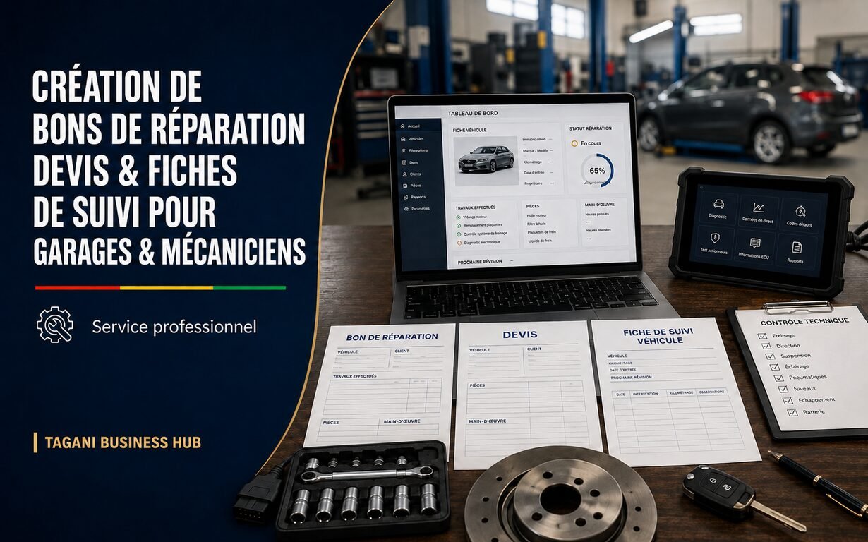 Création de bons de réparation, devis et fiches de suivi pour garages et mécaniciens