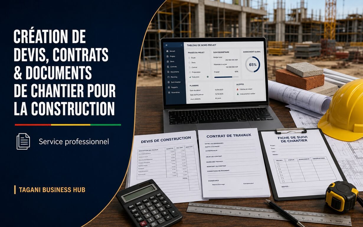 Création de devis, contrats et documents de chantier pour la construction