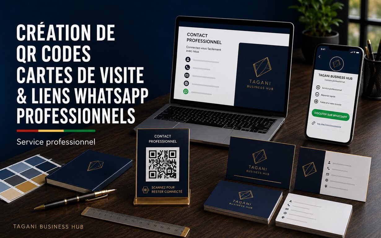 Création de QR codes, cartes de visite et liens WhatsApp professionnels